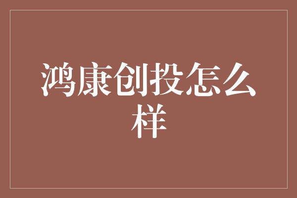 鸿康创投怎么样