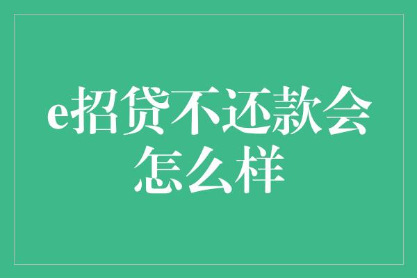 e招贷不还款会怎么样