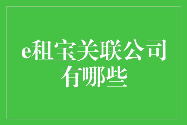 e租宝关联公司有哪些