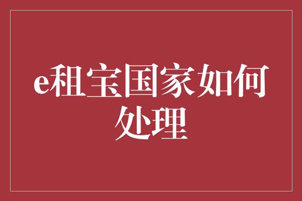 e租宝国家如何处理