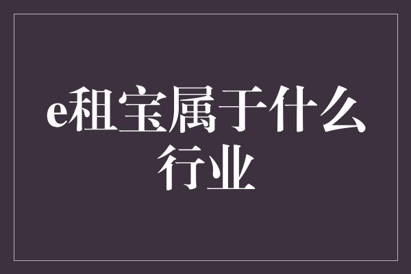 e租宝属于什么行业