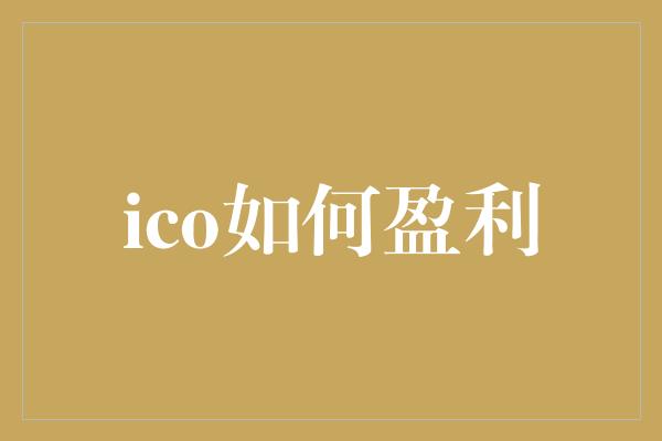 ico如何盈利