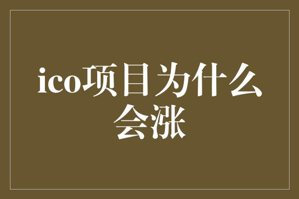 ico项目为什么会涨