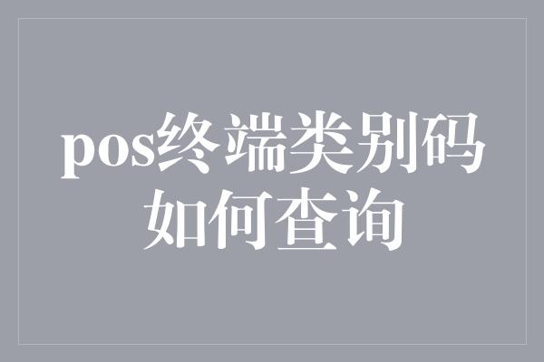 pos终端类别码如何查询