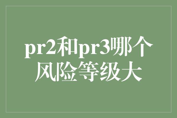 pr2和pr3哪个风险等级大