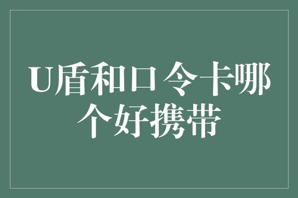 U盾和口令卡哪个好携带