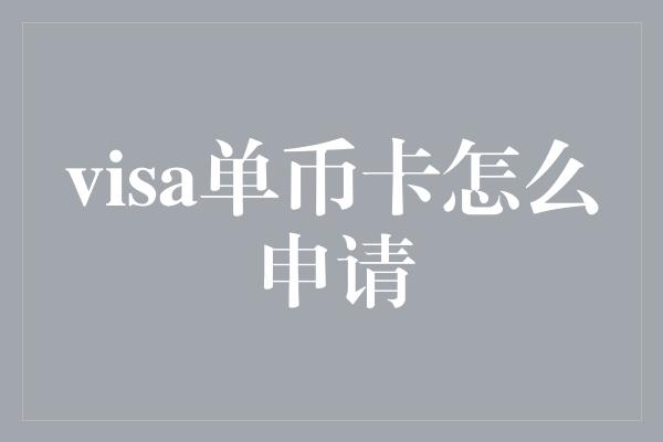 visa单币卡怎么申请