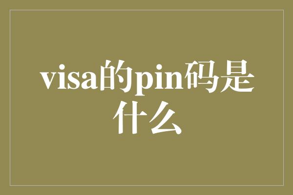 visa的pin码是什么